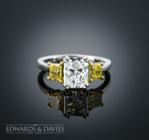yellow gold diamond radiant ring