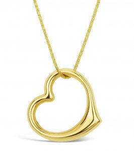 Large Floating Heart Necklace in 10k yellow gold
