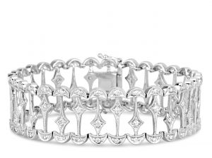 Vintage inspired 18k white gold diamond art deco style bracelet