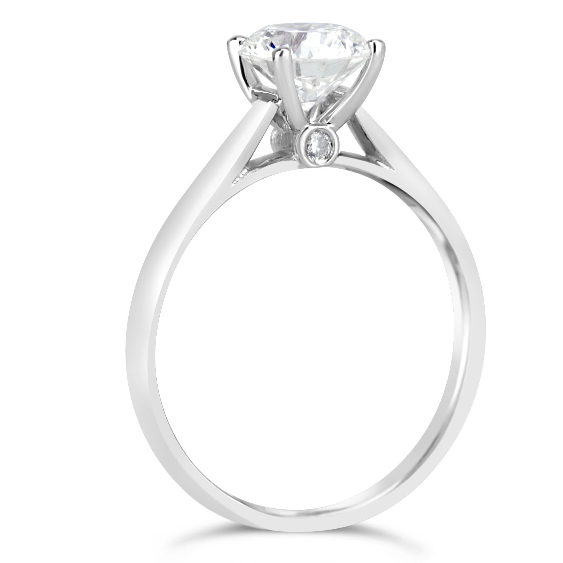 diamond solitaire engagement ring with under gallery diamonds in 14k white gold