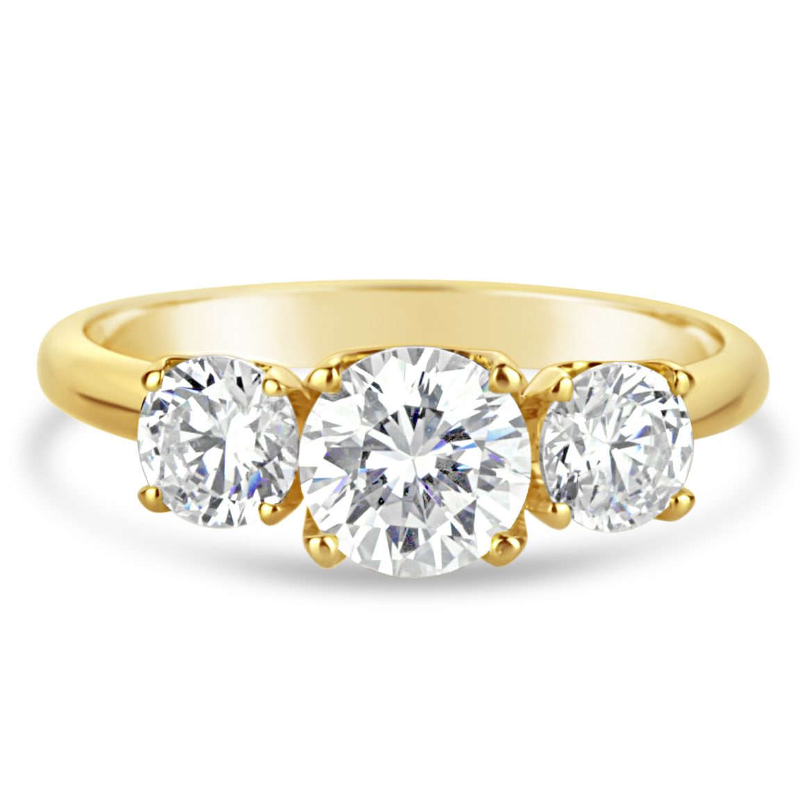 three diamond yellow gold ring anniversary