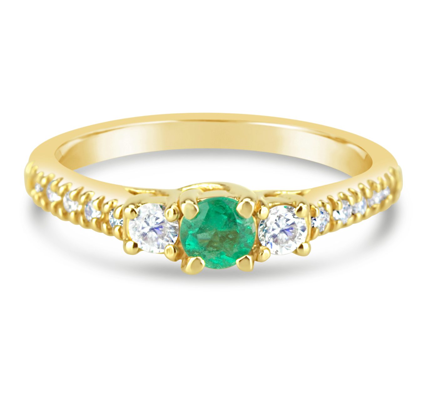 yellow gold diamond and emerald ring