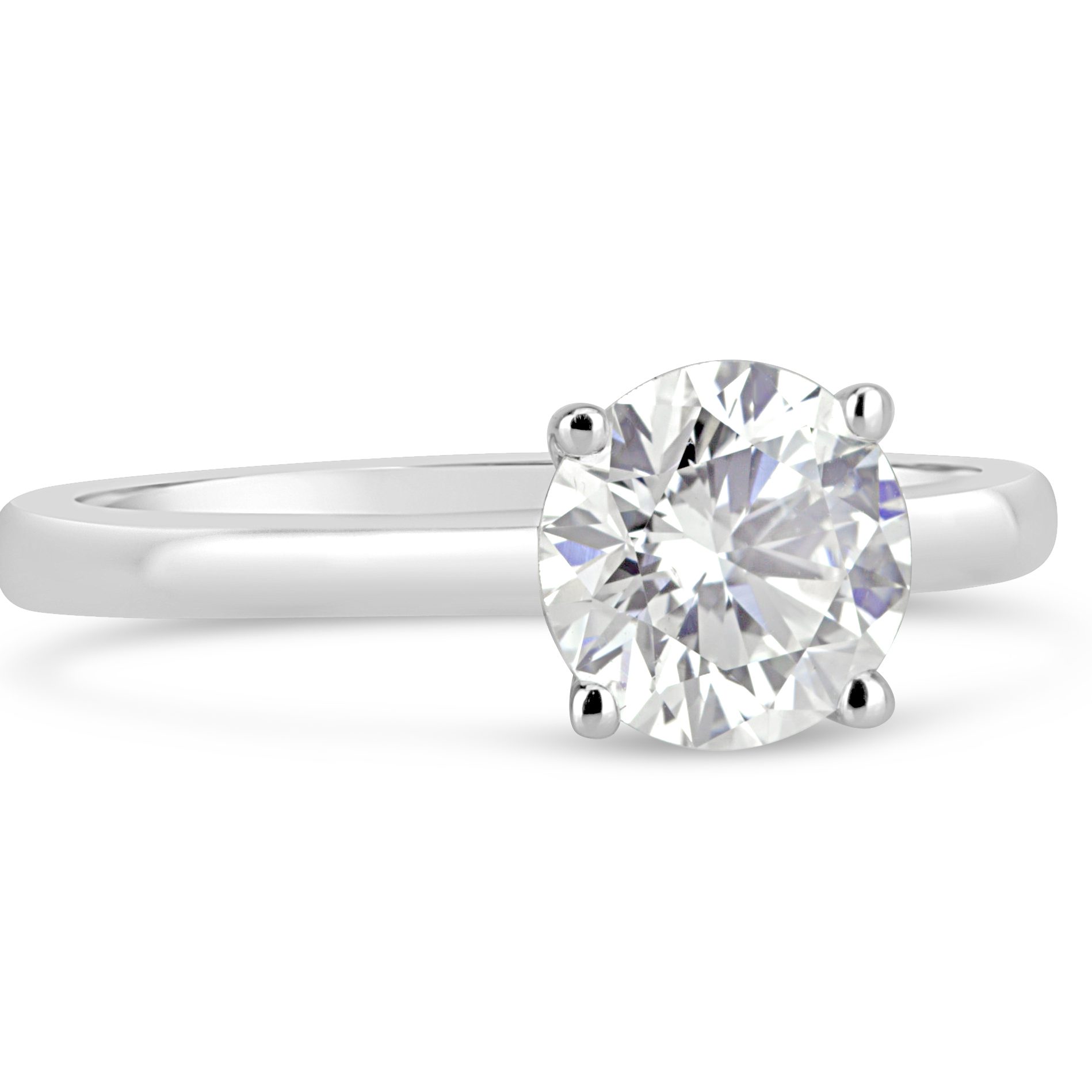 14k white gold round diamond solitaire engagement ring