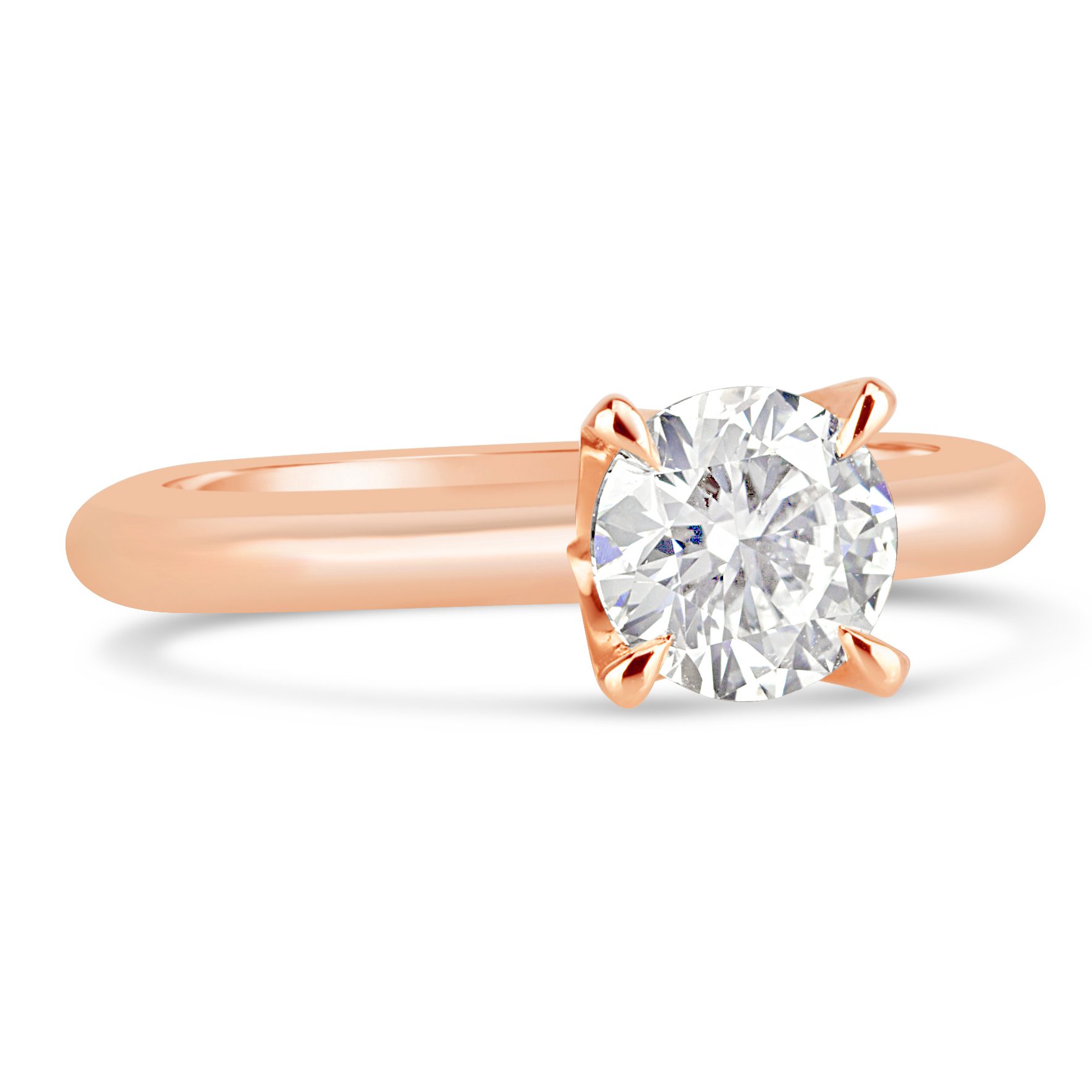 rose gold diamond solitaire 4 claw engagement ring