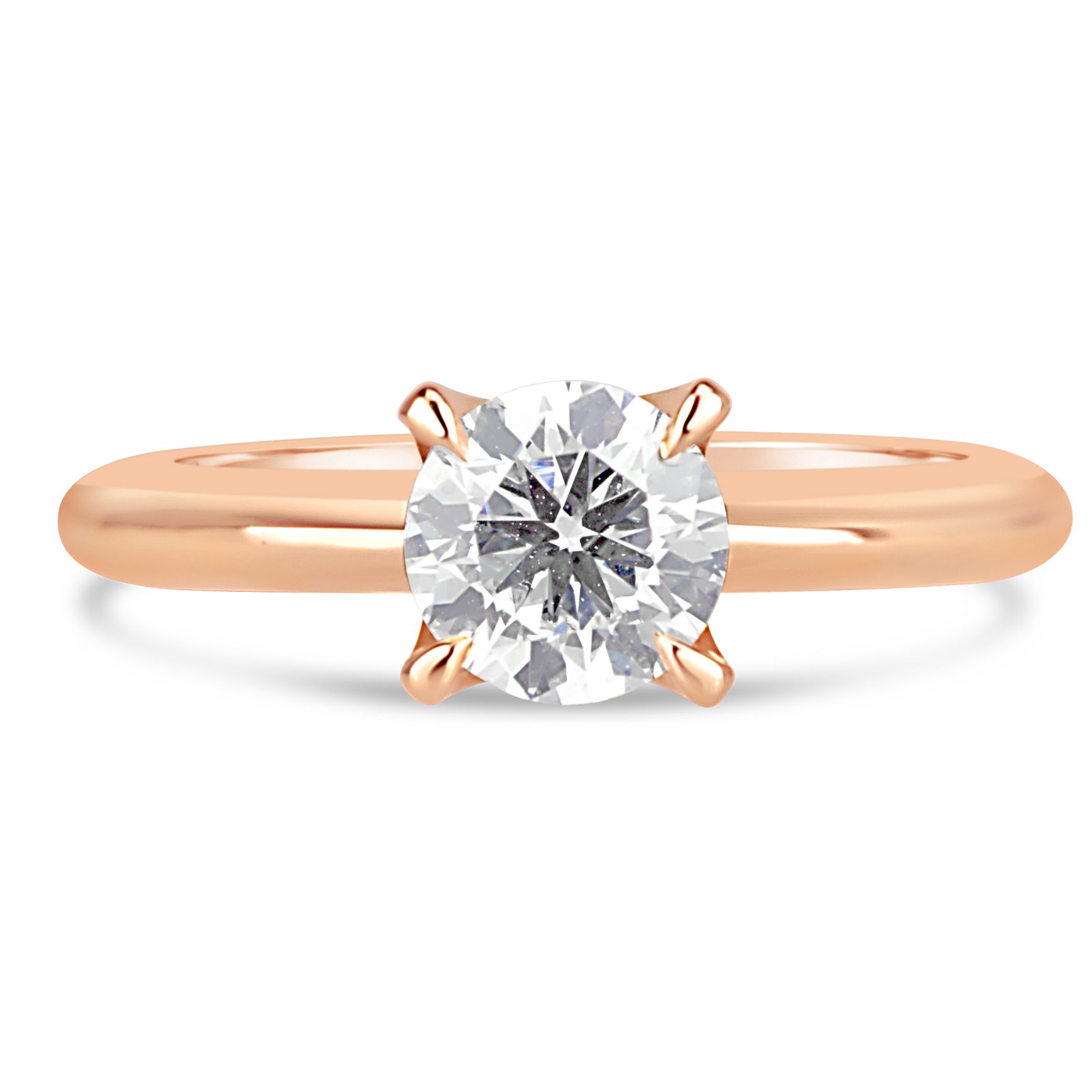 round diamond solitaire rose gold engagement ring