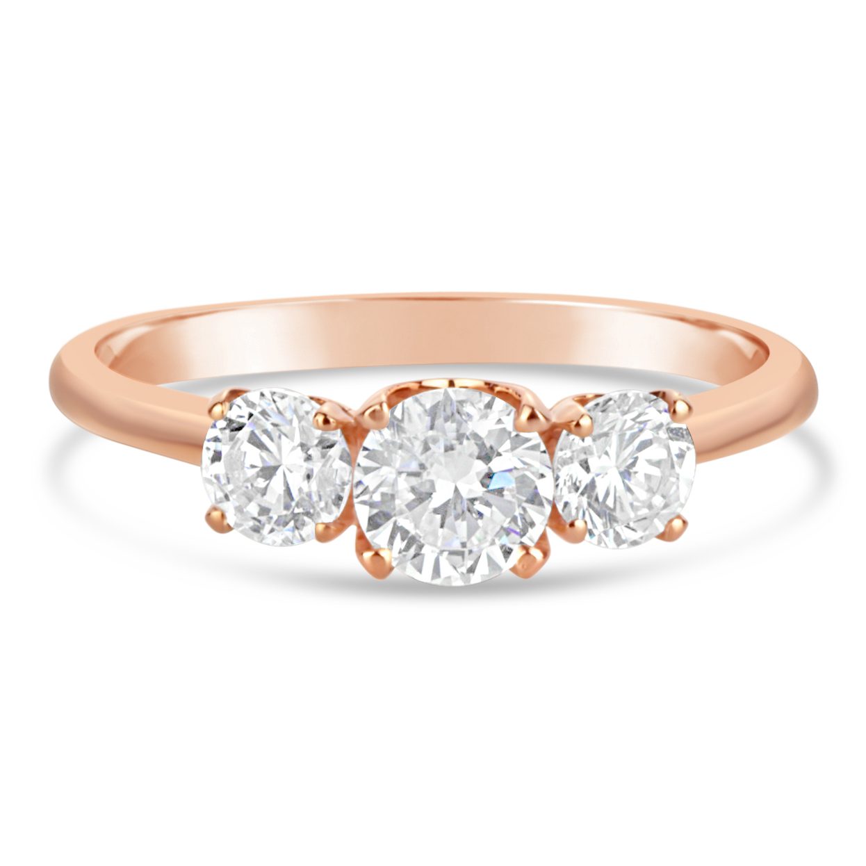 past present future 14k rose gold three diamond engagement anniversary ring