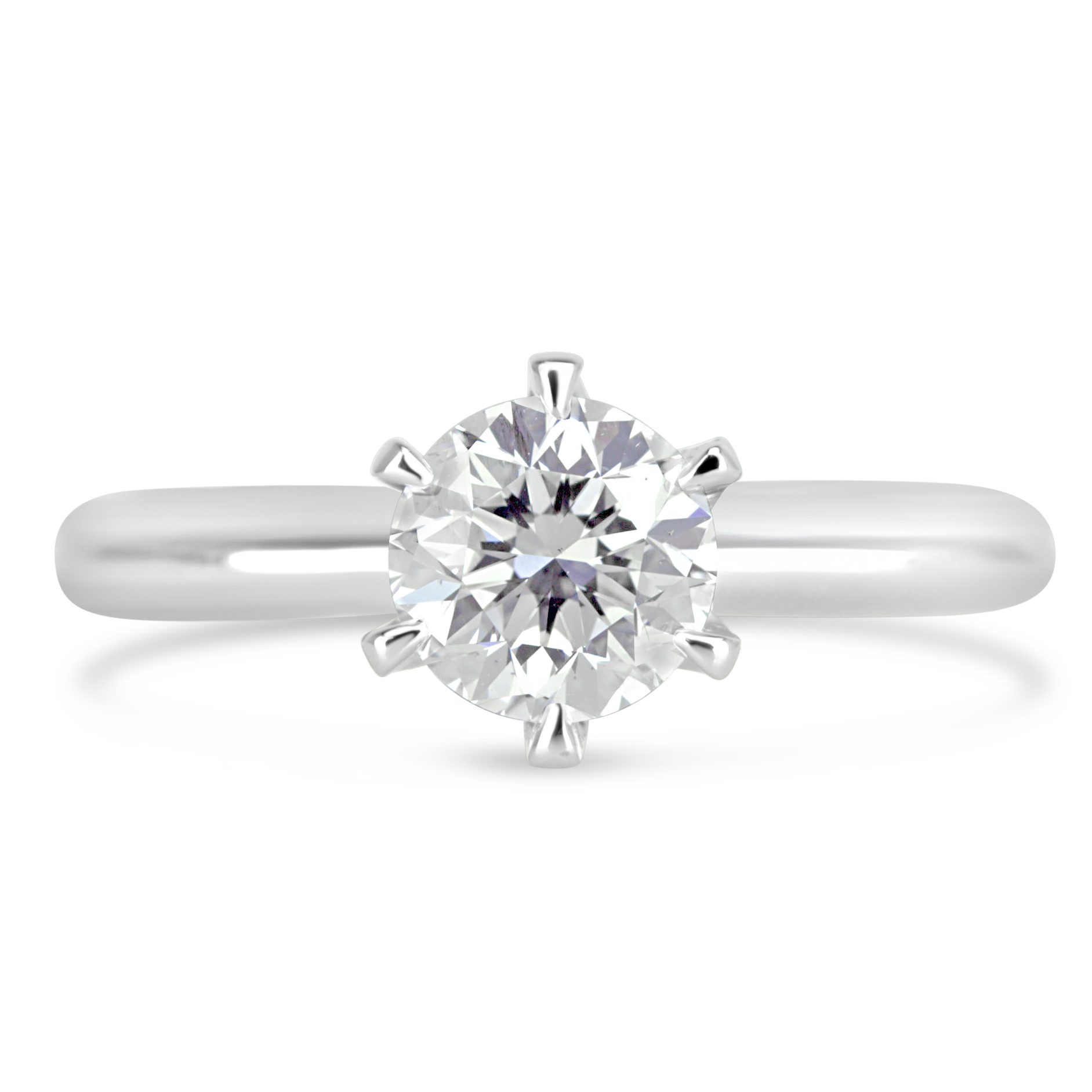 diamond engagement ring six claws white gold