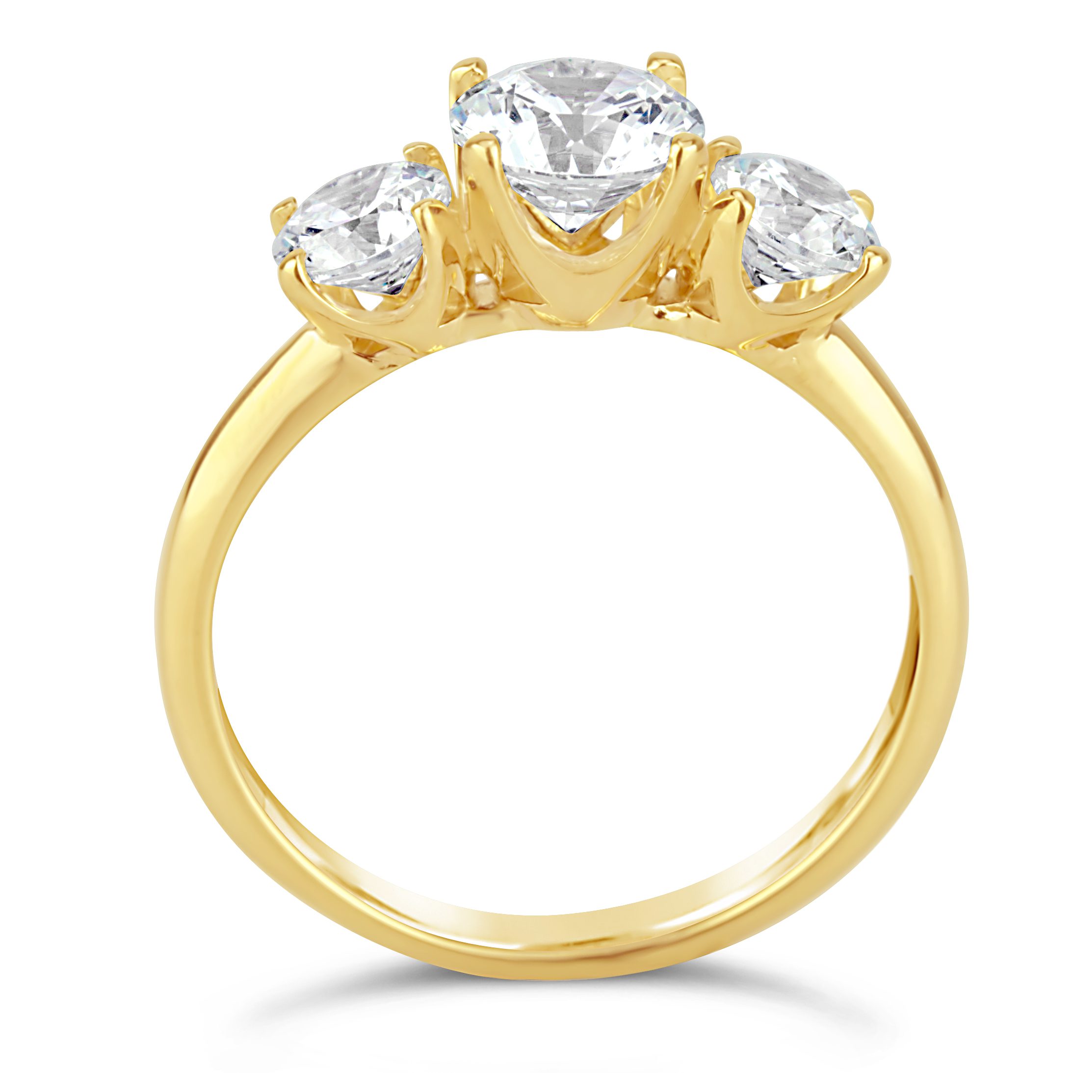 14k yellow gold three diamond engagement ring