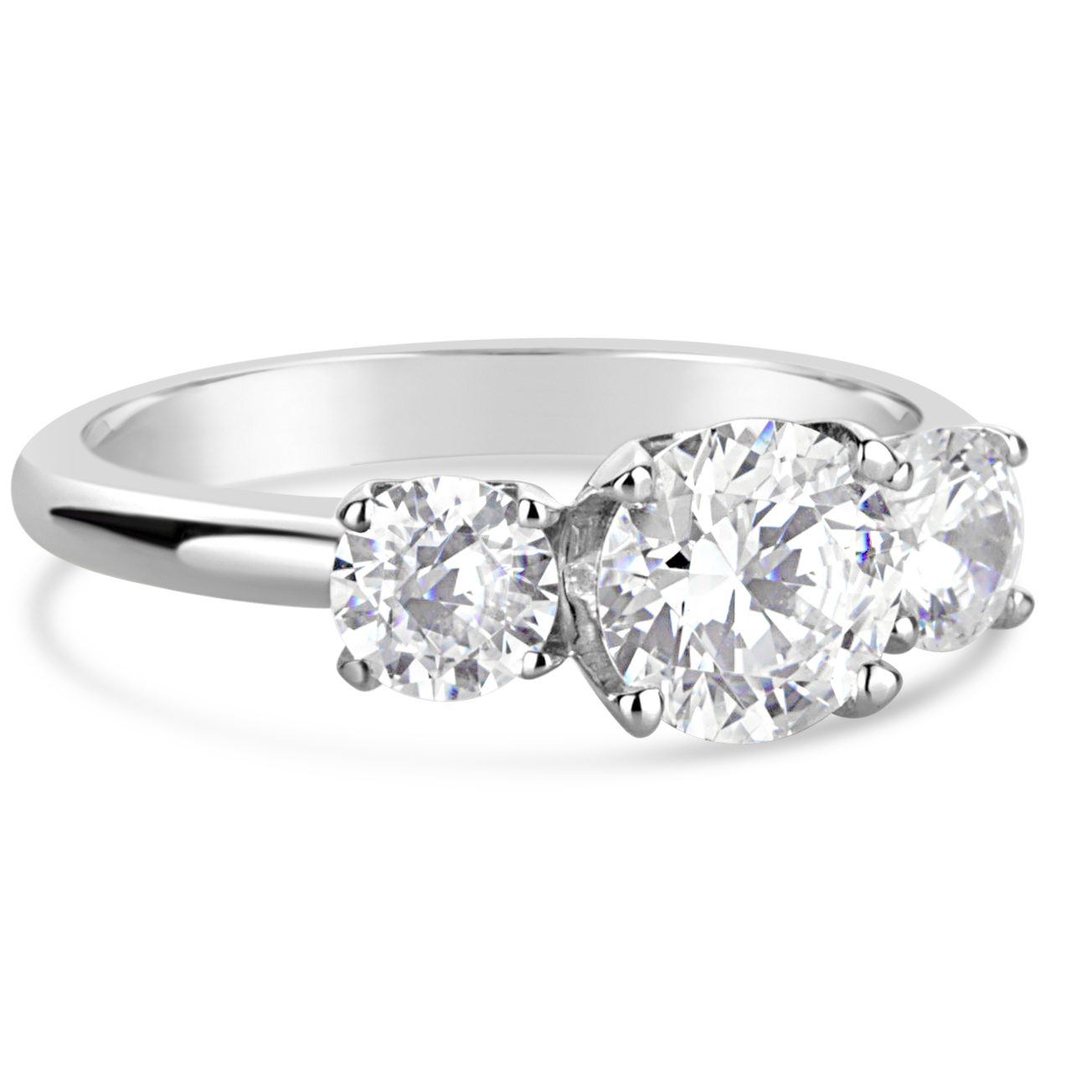 14k white gold three diamond anniversary engagement ring
