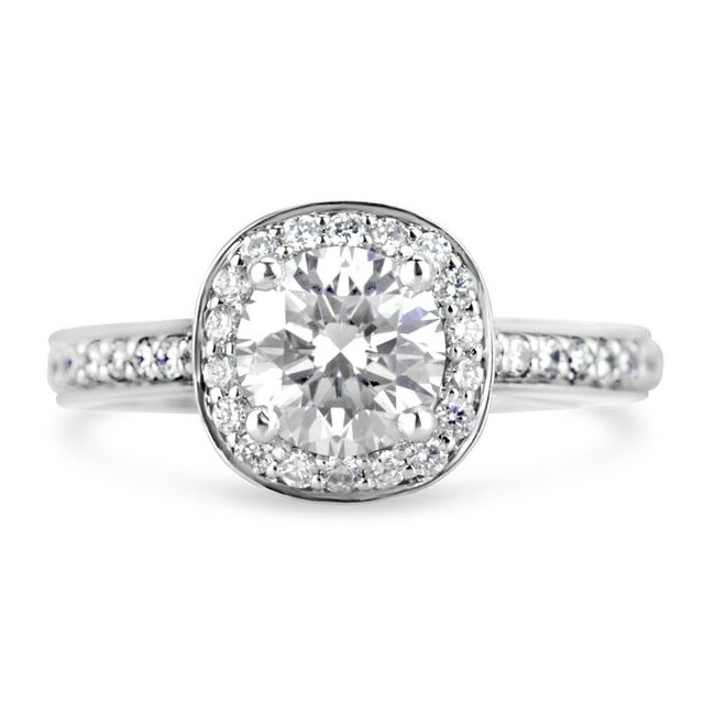 platinum bezel halo diamond engagement ring