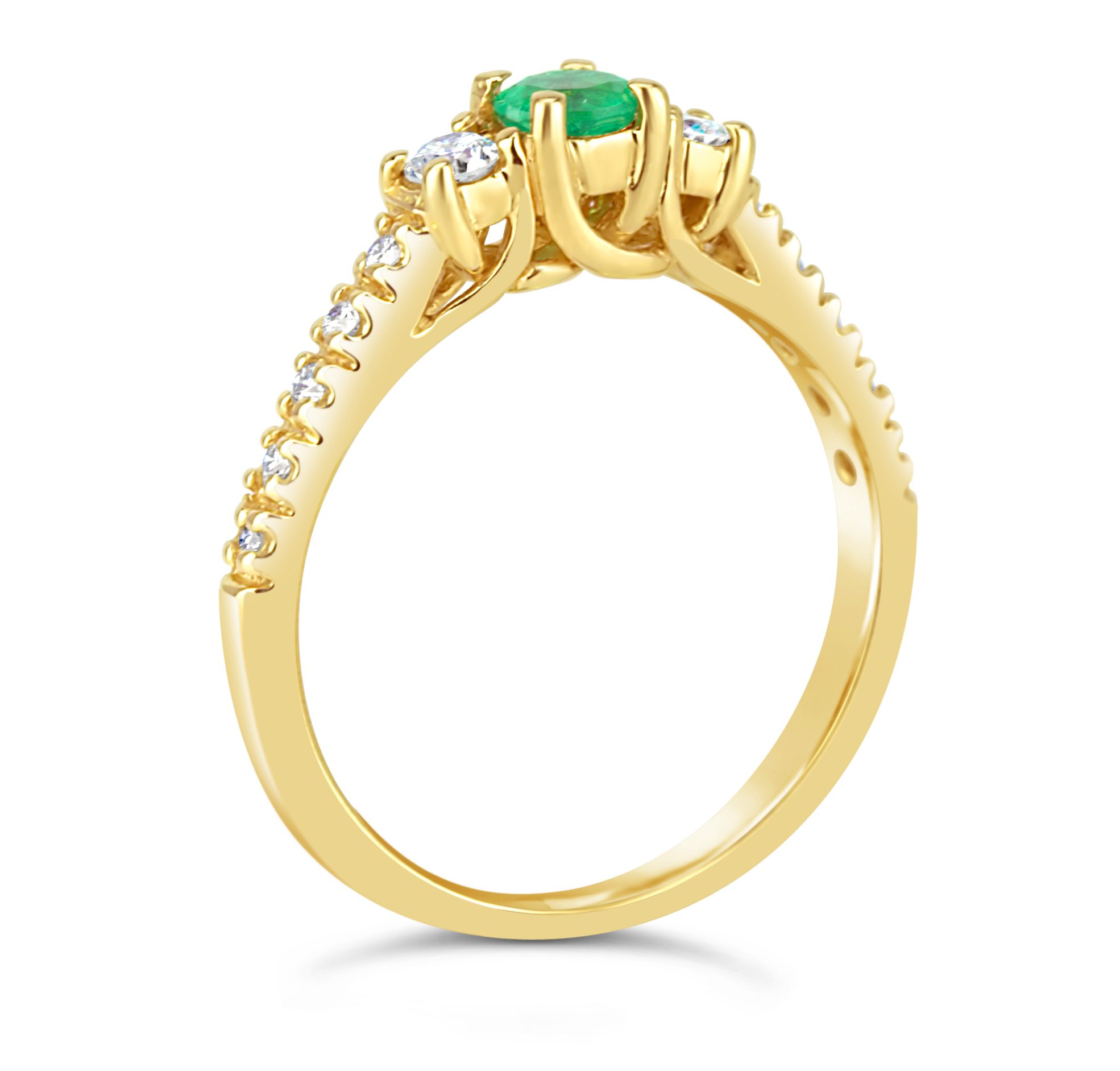emerald engagement ring yellow gold and diamonds