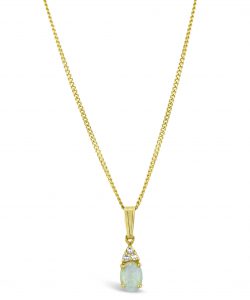 opal pendant diamond accented pendant 10k yellow gold necklace box chain floating opal pendant
