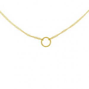 double chain circle pendant necklace 1250 sterling silver yellow gold plated