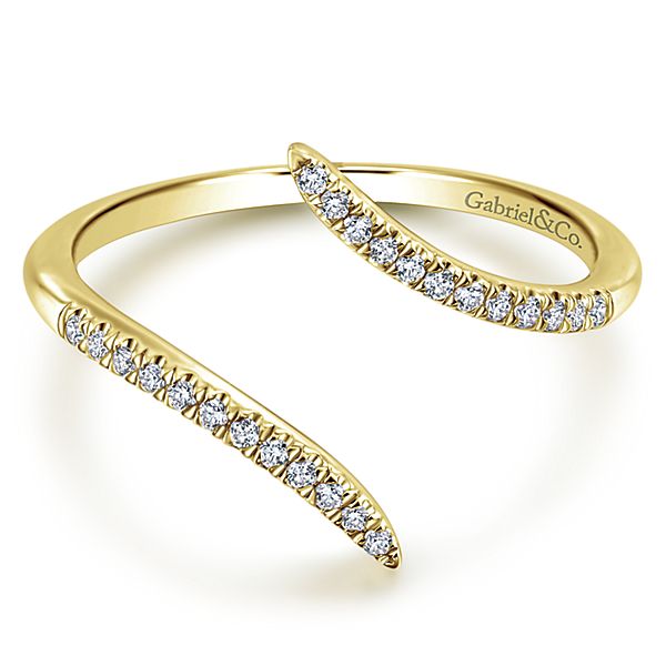 14k Yellow Gold Diamond Curved Ladies Statement Ring Gabriel LR51052Y45JJ-1