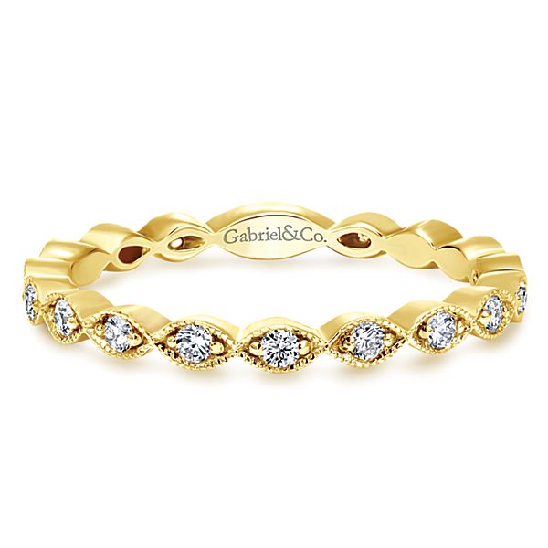 Diamond Marquise Gold Stacking Wedding Band Ring Gabriel LR4794Y45JJ-1