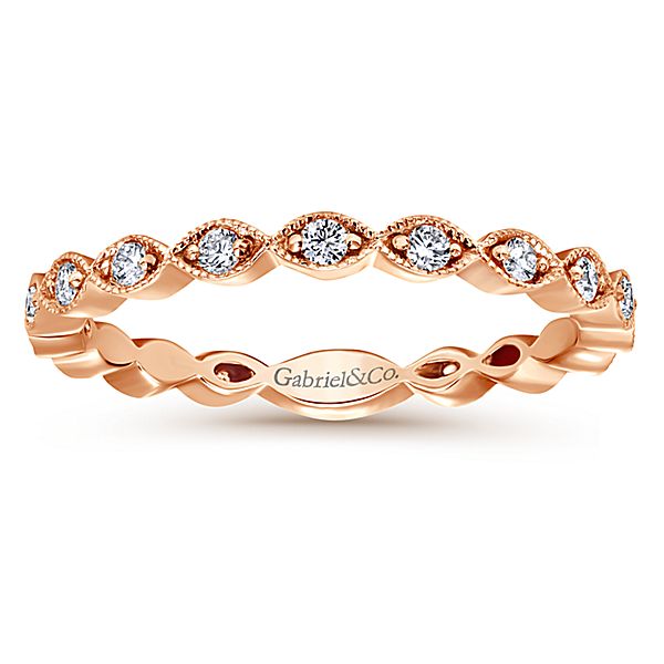 milgrain antique style marquise diamond stacking wedding anniversary ring 14k rose gold gabriel and co LR4794K45JJ-1