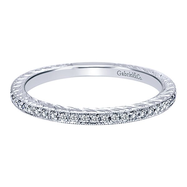 diamond milgrain channel set engraved 14k white gold stacking band wedding anniversary ring gabriel and coLR4793W45JJ-2