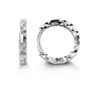 kids baby earrings 4022 white gold diamond cut huggie small hoop