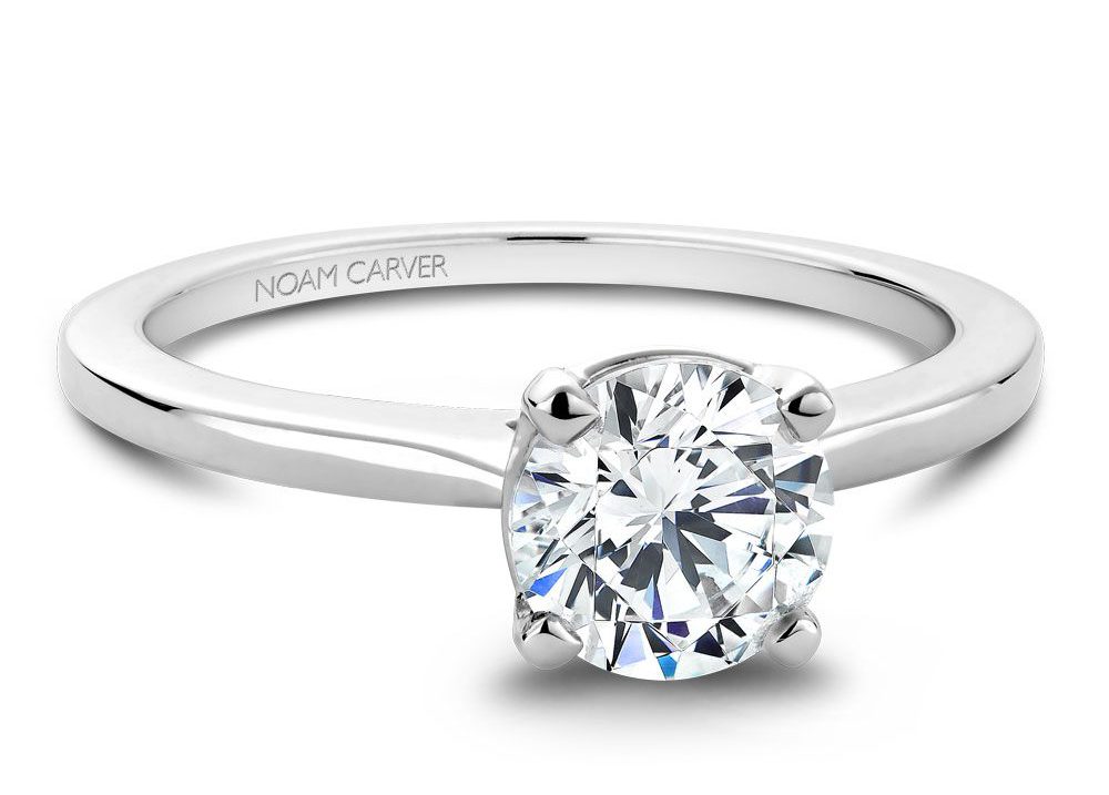 Close View of Noam Carver White Gold Solitaire Engagement Ring