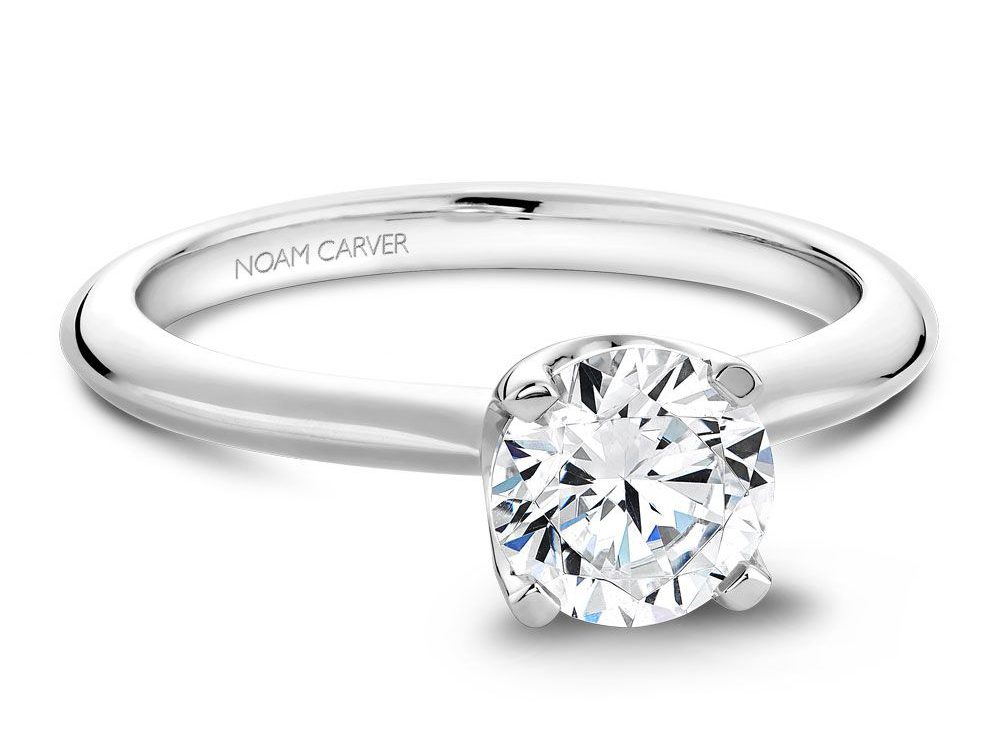 Close View of White Gold Solitaire Engagement Ring