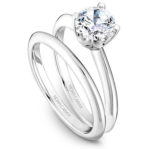 Noam Carver White Gold Solitaire Engagement Ring & Wedding Band Set