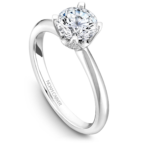 White Gold Solitaire with Diamond Covered Setting Top View