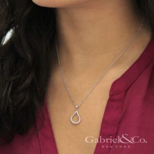 14k white gold diamond loop drop necklace gabriel and co lusso NK4386W45JJ-2