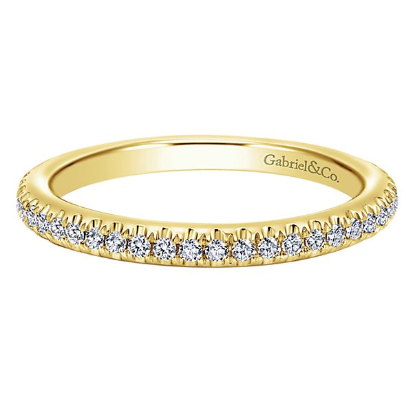 diamond claw set wedding anniversay stacking band ring gabriel and co 14k yellow gold LR4885Y45JJ-1