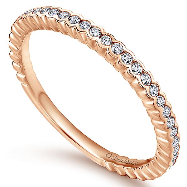 diamond claw set wedding anniversay 14k rose gold stacking band ring gabriel and co LR51171K45JJ-1