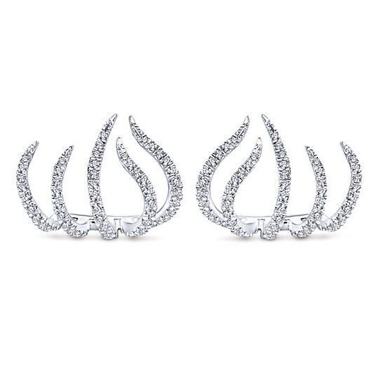 14k white gold diamond cuff stud earrings gabriel and co kaslique EG13183W45JJ-2