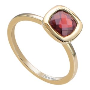 gabriel and co stacking14k yellow gold garnet january birthstone solitaire ring LR5680Y4JGN-1