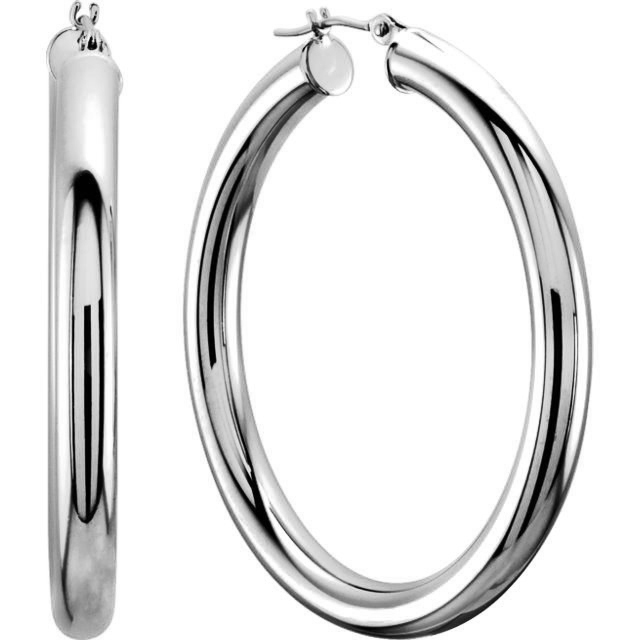 classic hoop earrings white gold 10k