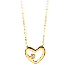 heart pendant necklace with small diamond 10k yellow gold