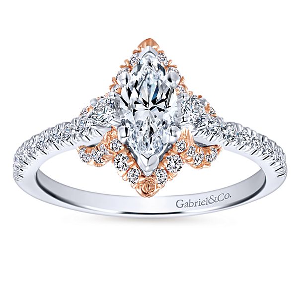 Marquise Halo Engagement Ring Gabriel Nirvana 14k White And Rose Gold ER912225M2T44JJ.CSD3-1