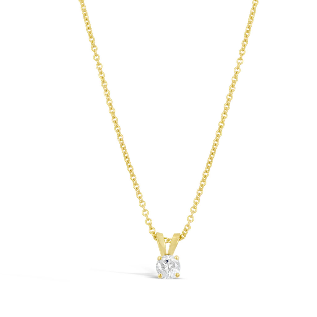 pendant necklace split bail 4 claw gallery setting 10k yellow gold diamond