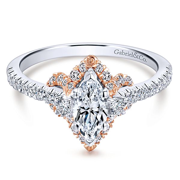 14k White And Rose Gold Marquise Halo Engagement Ring Gabriel Nirvana ER912225M2T44JJ.CSD3-1