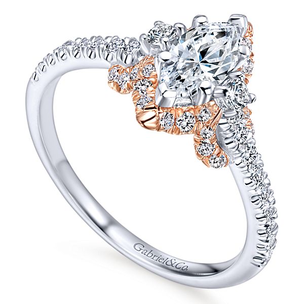 Gabriel Nirvana 14k White And Rose Gold Marquise Halo Engagement Ring ER912225M2T44JJ.CSD3-1