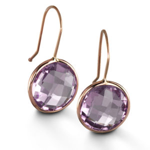 rose gold drop crystal earrings Pink amethyst