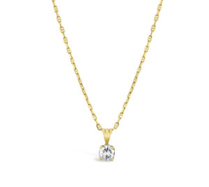 pendant necklace gallery setting yellow gold diamond