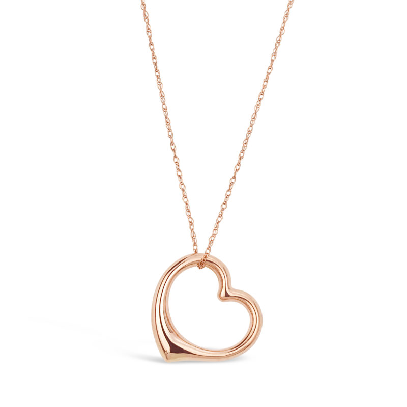 pendant necklace 10k rose gold small floating heart