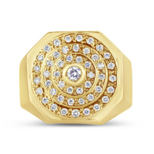 mens 10k yellow gold gents large diamond hexagon signet ring rg00692