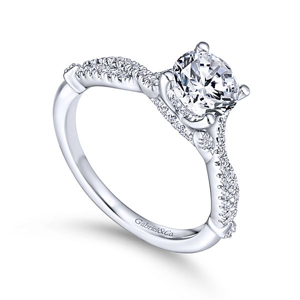 Gabriel Amber 14k White Gold Round Twisted Engagement Ring ER13859R4W44JJ-1 rg00797