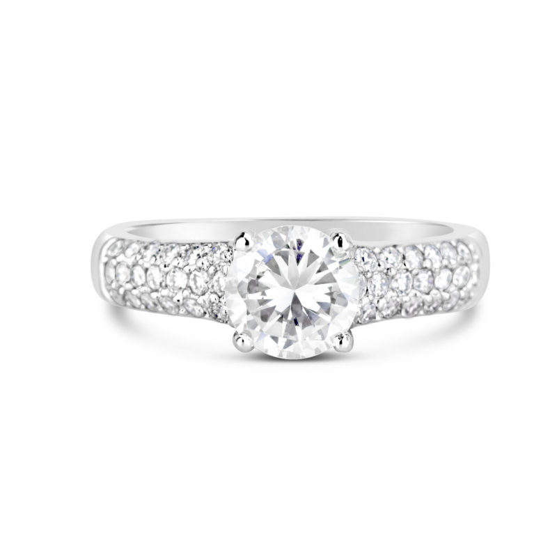 diamond solitaire engagement ring with diamond shoulders 14k white gold rg00149