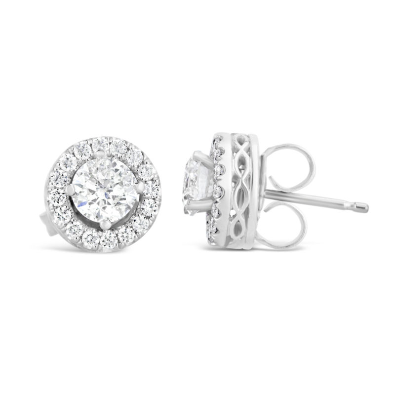 diamond stud convertible to drop earring .32ct halo earring jackets 14k white gold er00637