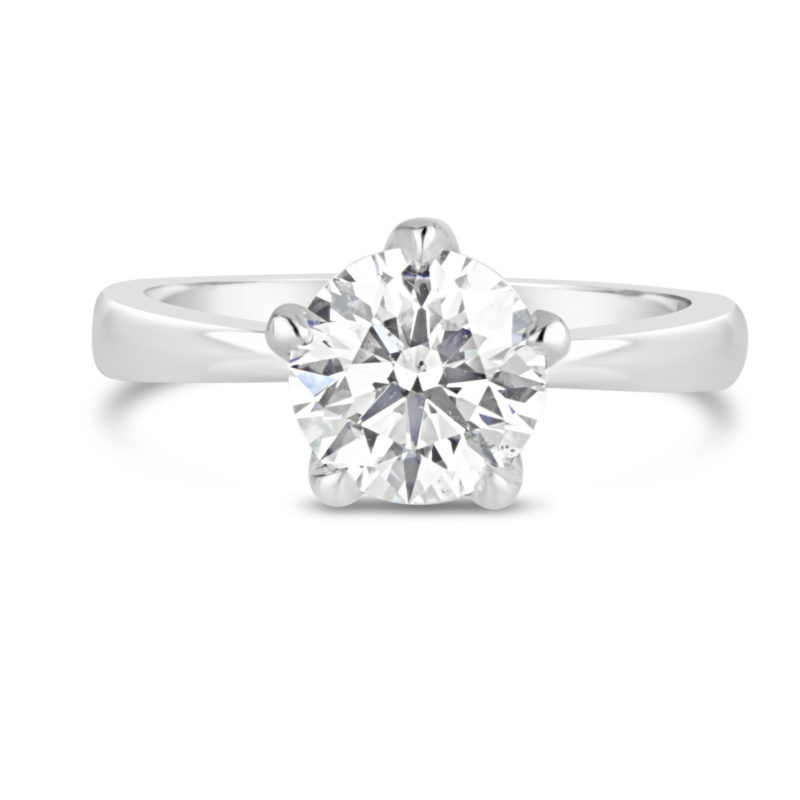 flower petal engagement ring 14k white gold five claw solitaire rg00730