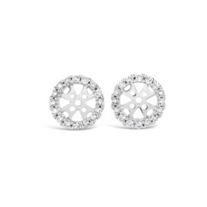 earring jackets for studs 14k white gold claw set diamond halo
