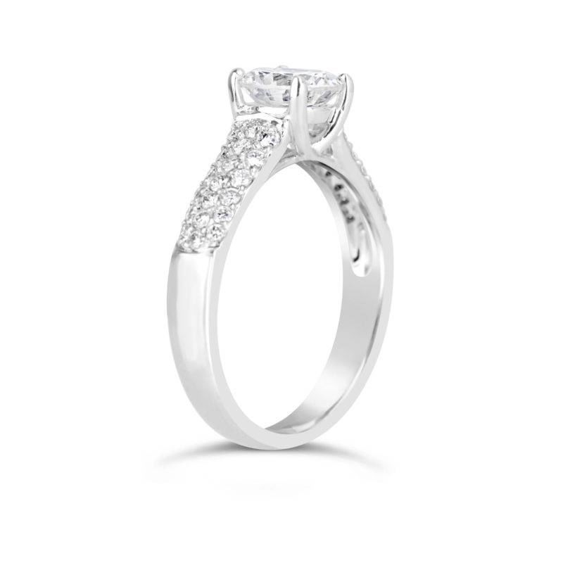 diamond solitaire engagement ring with diamond shoulders 14k white gold rg00149