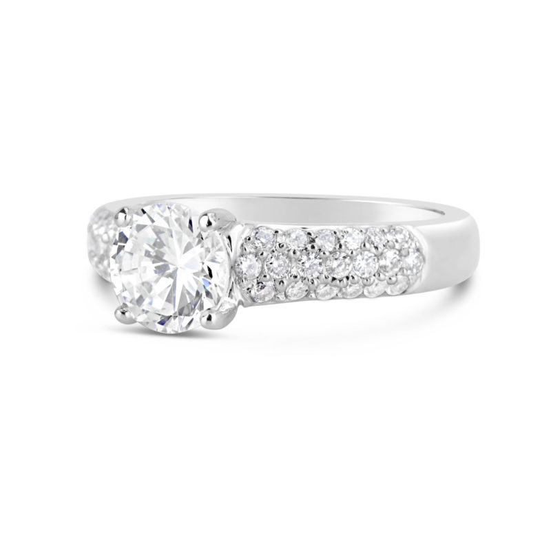 14k white gold diamond solitaire engagement ring with diamond sides rg00149