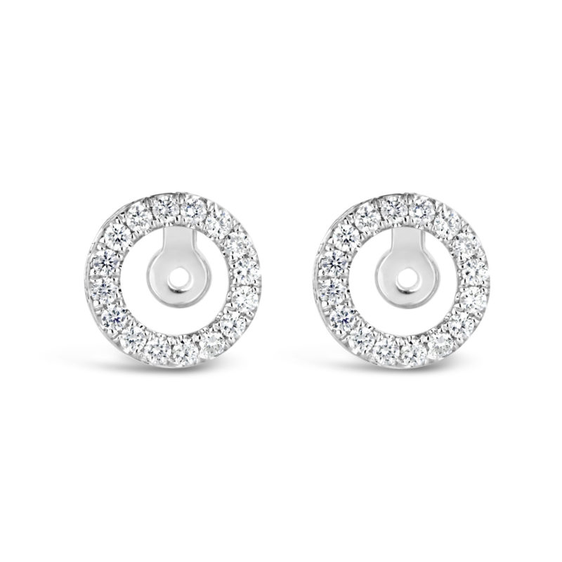 diamond stud convertible drop earring jackets .32ct halo earrings 14k white gold er00637