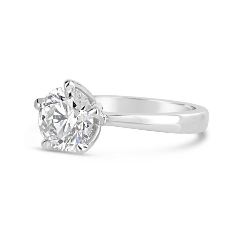 engagement ring 14k white gold five flower claw solitaire rg00730